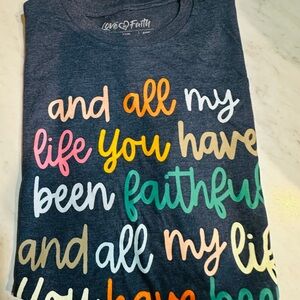Women Navy Multicolor Script Graphic Tee